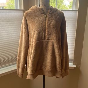 Plush Sherpa Faux-Fur 1/2-Zip Hoodie for Women